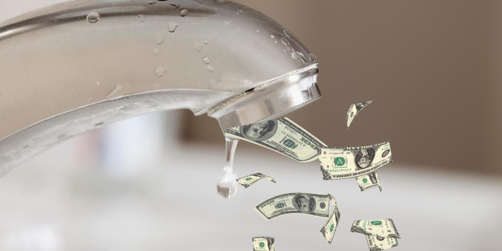 profit leaks - money leaking from faucet